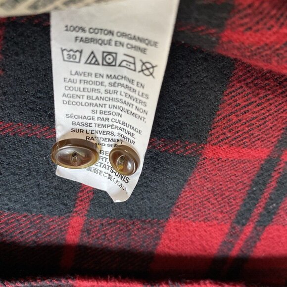 LL Bean Flannel Shirt Womens XL Tartan Plaid Red Black Organic Cotton 506162 VTG - Picture 12 of 13